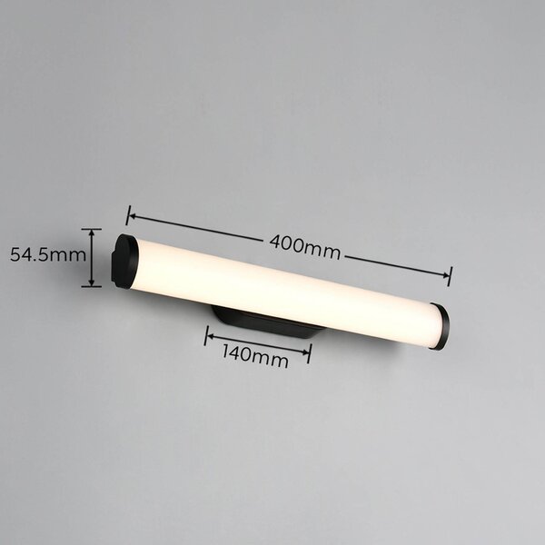 Trio Lighting LED nástenné svetlo Ernesto, čierna, šírka 40 cm, 3 000 K, IP44, Čierna, Kúpeľňa, kov, Moderný