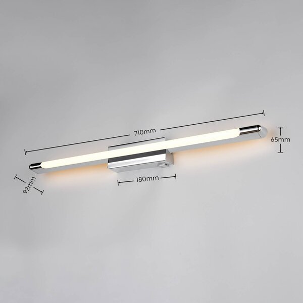 Trio Lighting LED nástenné svetlo Alberto, chróm, šírka 71 cm, kov, IP44, Chrómová / strieborná, Kúpeľňa, kov, Moderný