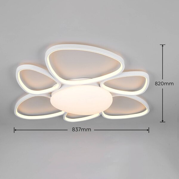 Trio Lighting Stropné LED svetlo Amelio, biele, 85 cm, diaľkové ovládanie, Biela / opálová, Obývacia izba / jedáleň, Plast, Moderný