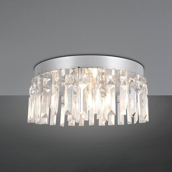 Trio Lighting Stropné svietidlo Tommaso, biele, Ø 35 cm, plast, IP44, Jasné / priehľadné, Obývacia izba / jedáleň, Plast, Závesné svietidlo