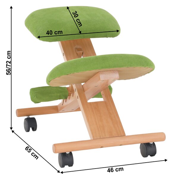 KONDELA Ergonomická kľakačka, zelená/buk, GROCO