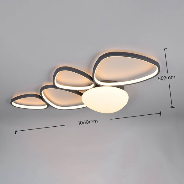 Trio Lighting Stropné LED svetlo Amelio, čierne, 102 cm, diaľkové ovládanie, Biela / opálová, Obývacia izba / jedáleň, Plast, Moderný