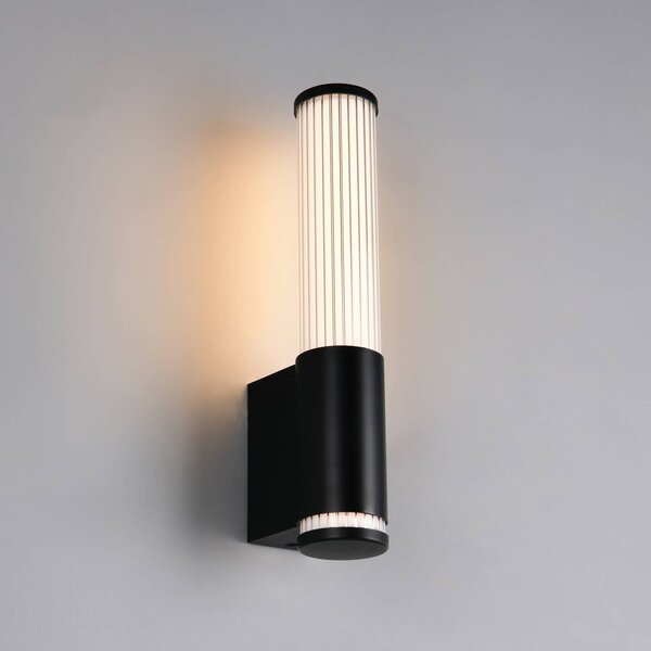 Trio Lighting LED nástenné svetlo Stefano, matná čierna, výška 29 cm, kov, IP44, Čierna, Kúpeľňa, Plast, Moderný, Nástenné svietidlo