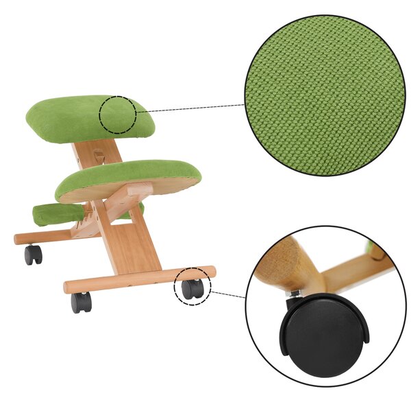 KONDELA Ergonomická kľakačka, zelená/buk, GROCO