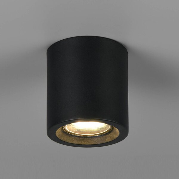 Trio Lighting Stropné svietidlo Biscotto, matná čierna, Ø 9,5 cm, kov, IP44, Čierna, Obývacia izba / jedáleň, kov, Moderný, Závesné svietidlo