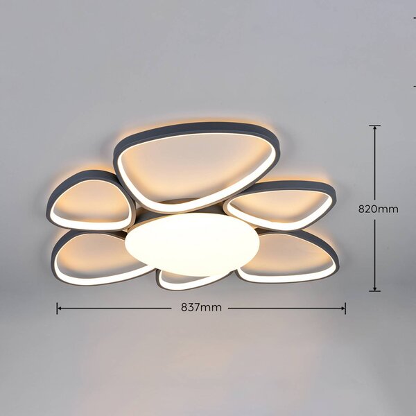 Trio Lighting Stropné LED svetlo Amelio, čierne, 85 cm, diaľkové ovládanie, Biela / opálová, Obývacia izba / jedáleň, Plast, Moderný