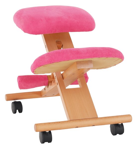 KONDELA Ergonomická kľakačka, ružová/buk, GROCO