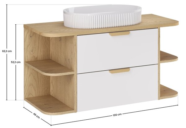 Comad Závesná kúpeľňová skrinka Aster Beyond s umývadlom 100 cm dub cremona/biela