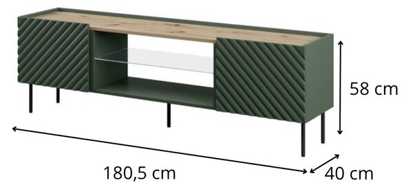 HALMAR TV stolík Onda 180,5 cm zelený/dub artisan