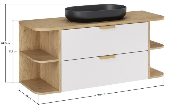 Comad Závesná kúpeľňová skrinka Aster River s umývadlom 120 cm dub cremona/biela