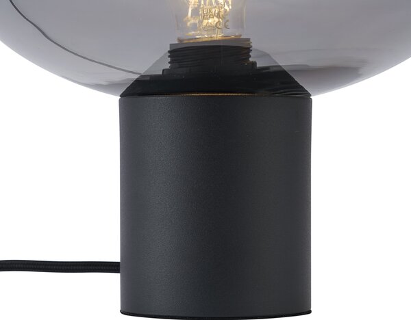 Dizajnová stolná lampa čierna s dymovým sklom - Umbrella