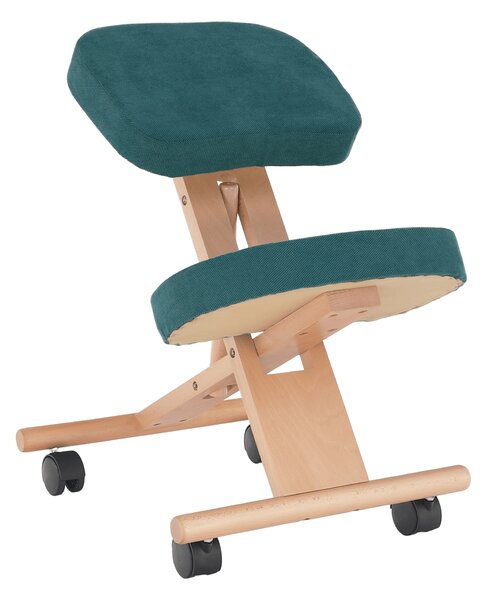 KONDELA Ergonomická kľakačka, petrolejová/buk, FLONET