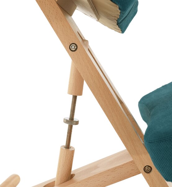 KONDELA Ergonomická kľakačka, petrolejová/buk, FLONET