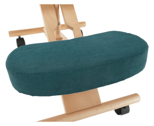 KONDELA Ergonomická kľakačka, petrolejová/buk, FLONET