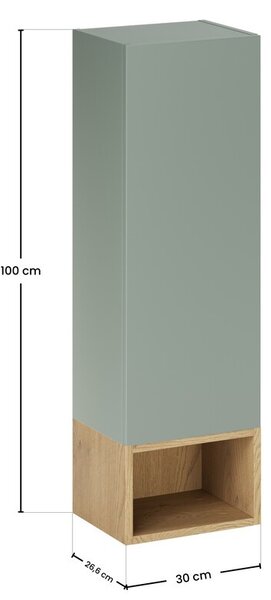 Comad Závesná kúpeľňová skrinka Aster 30 cm dub cremona/zelená