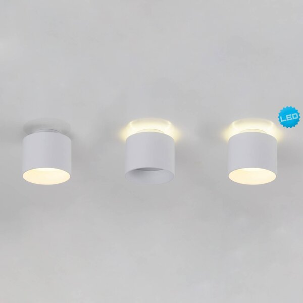 LED stropné bodové svetlá Trimes, Ø 11,5 cm, biele, stmievateľné, Biela / opálová, Obývacia izba / jedáleň, Plast, Stropné svetlo polkruhové s priestorom