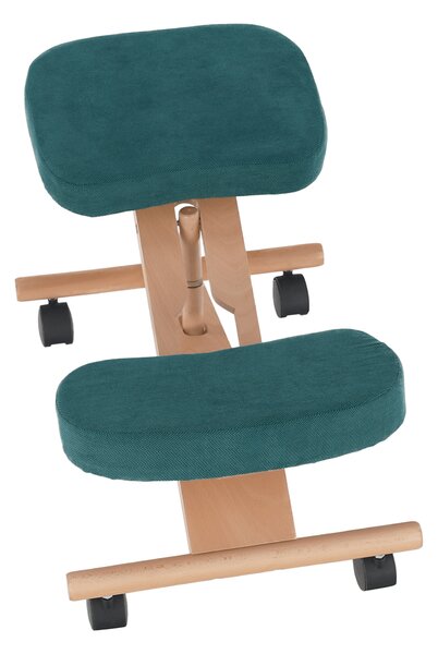 KONDELA Ergonomická kľakačka, petrolejová/buk, FLONET