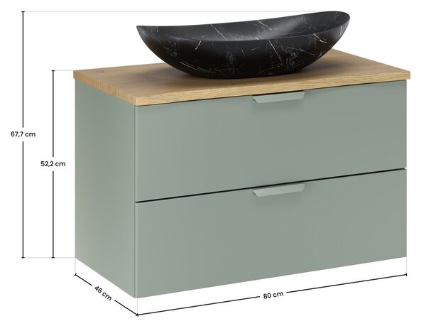 Comad Závesná skrinka Aster Lena s umývadlom 80 cm zelená/dub cremona