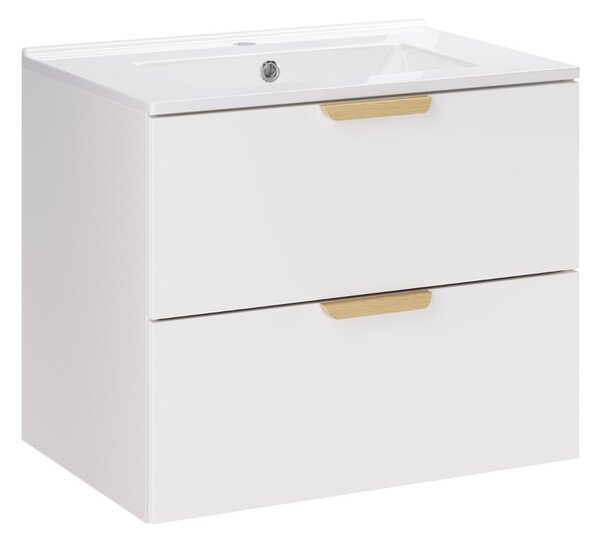 Comad Závesná kúpeľňová skrinka Aster Lava so zápustným umývadlom 60 cm biela