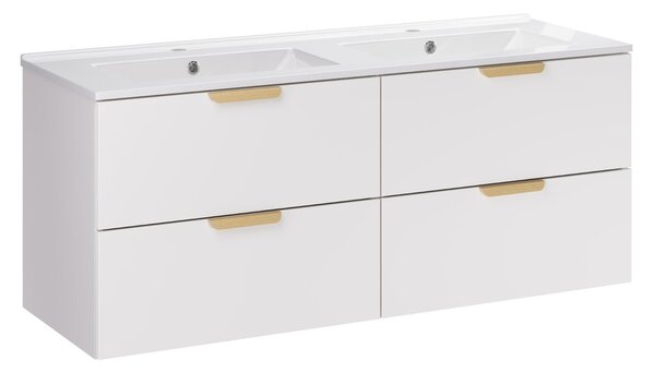 Comad Závesná skrinka Aster Lava so zápustnými umývadlami 120 cm biela