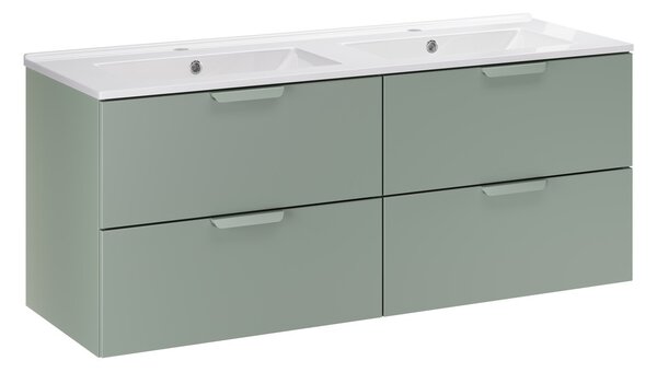 Comad Závesná skrinka Aster Lava so zápustnými umývadlami 120 cm zelená/biela