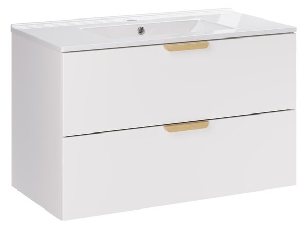 Comad Závesná kúpeľňová skrinka Aster Lava so zápustným umývadlom 80 cm biela
