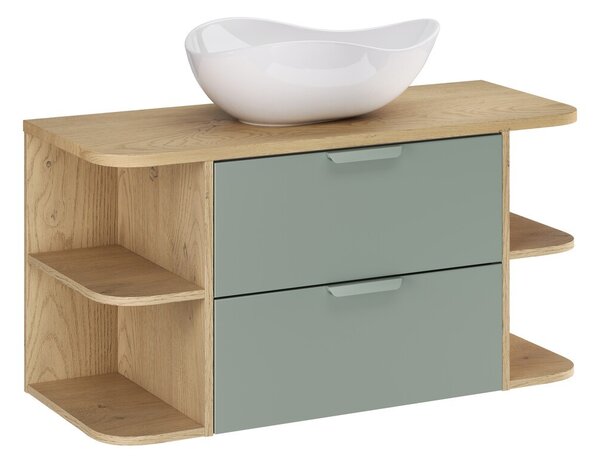 Comad Závesná skrinka Aster Ovalia Cloud s umývadlom 100 cm dub cremona/zelená