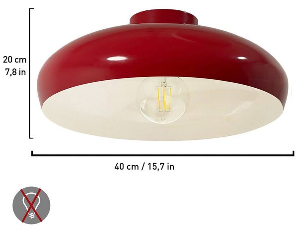 Stropné svietidlo Olli, Ø 40 cm, červená/biela, kov, E27, Obývacia izba / jedáleň, kov, Závesné svietidlo