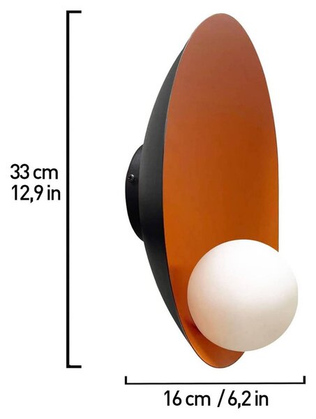 ROYALTECH Nástenné svietidlo Aphrodite, oranžové, Ø 33 cm, kov, G9, Obývacia izba / jedáleň, kov, Dizajn, Nástenné svietidlo