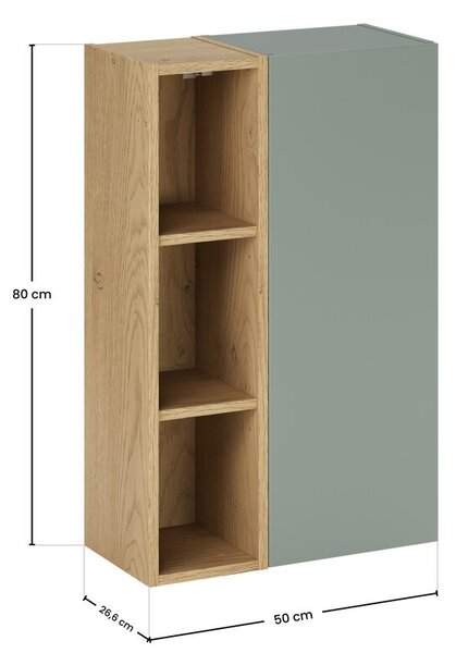Comad Závesná kúpeľňová skrinka Aster 50 cm zelená/dub cremona