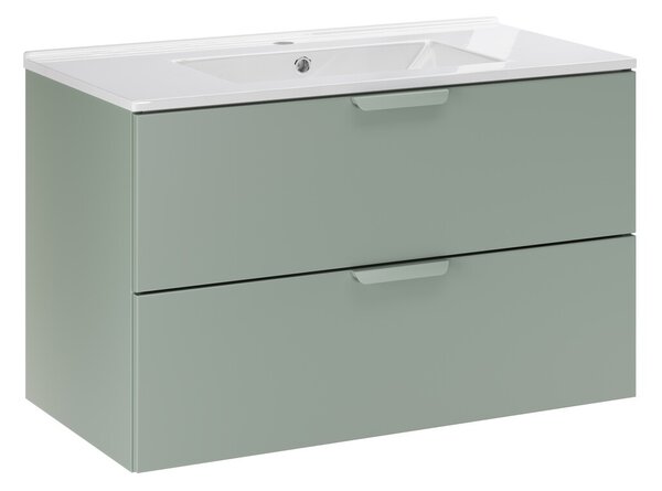 Comad Závesná skrinka Aster Lava so zápustným umývadlom 80 cm zelená/biela