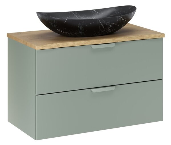 Comad Závesná skrinka Aster Lena s umývadlom 80 cm zelená/dub cremona