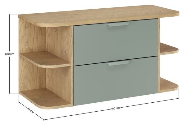 Comad Závesná skrinka pod umývadlo Aster Ovalia s doskou 100 cm dub cremona/zelená
