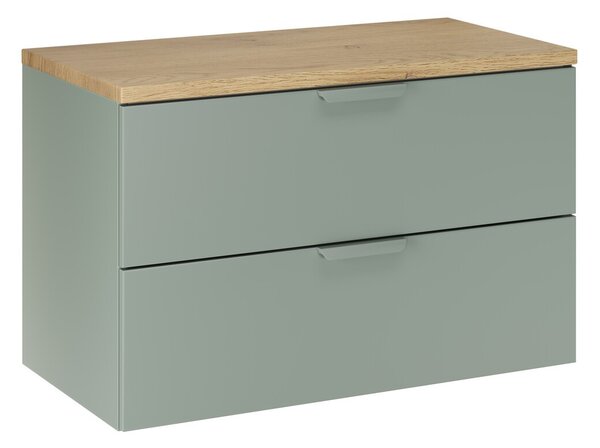 Comad Závesná skrinka pod umývadlo Aster s doskou 80 cm zelená/dub cremona
