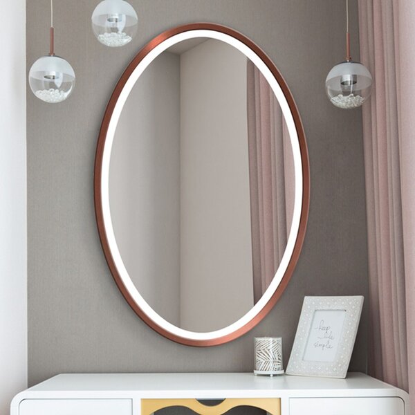 Zrkadlo Nordic Oval Copper LED 70 x 110 cm