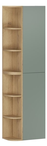 Comad Závesná vysoká kúpeľňová skrinka Aster I 160 cm zelená/dub cremona