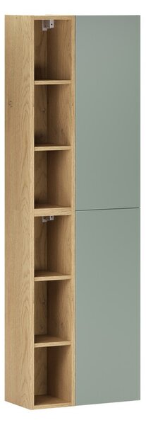 Comad Závesná vysoká kúpeľňová skrinka Aster II 160 cm zelená/dub cremona