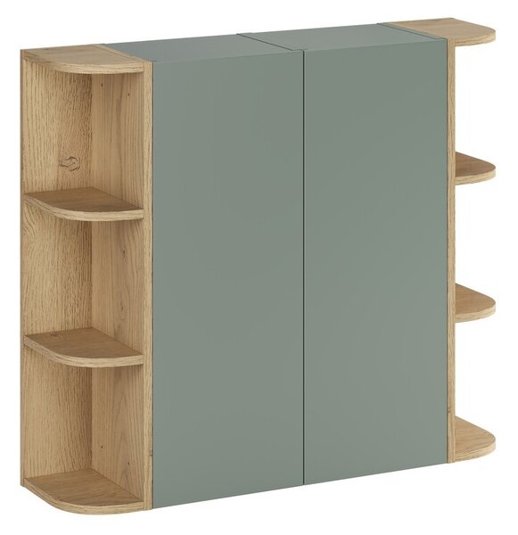 Comad Závesná vysoká kúpeľňová skrinka Aster I 160 cm zelená/dub cremona
