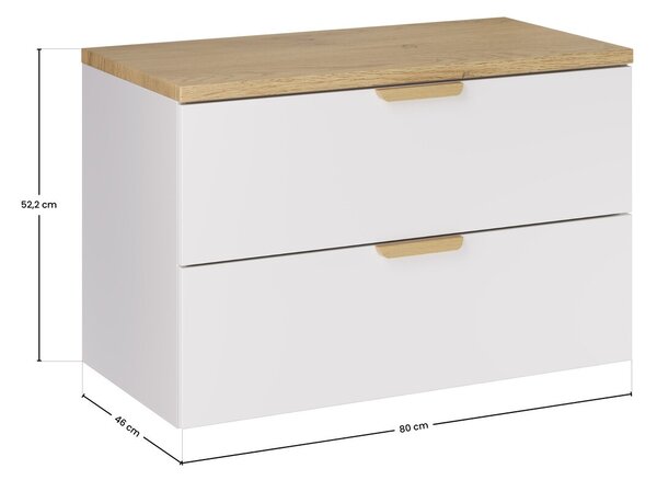 Comad Závesná skrinka pod umývadlo Aster s doskou 80 cm biela/dub cremona