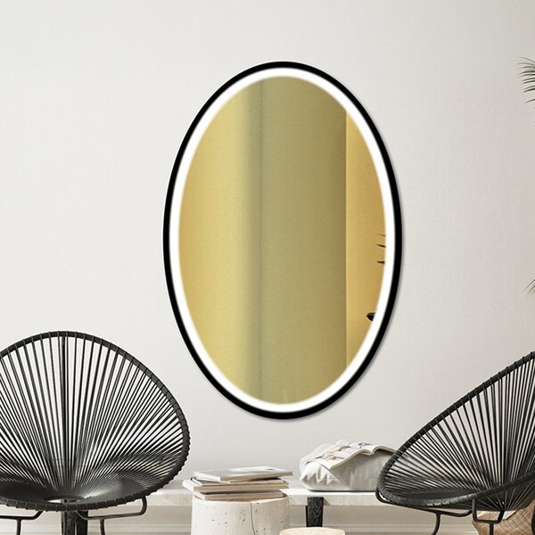 Zrkadlo Nordic Oval Black LED - gold glass Rozmer zrkadla: 75 x 120 cm
