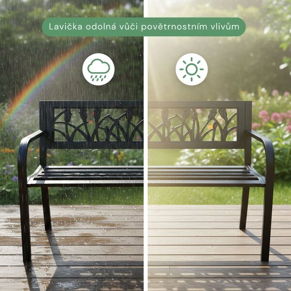 Ak furniture Záhradná lavička LISSA čierna