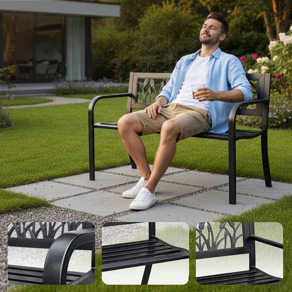 Ak furniture Záhradná lavička LISSA čierna