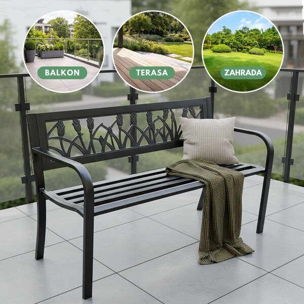 Ak furniture Záhradná lavička LISSA čierna
