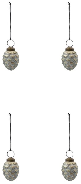 Vianočná ozdoba Cone Antique Silver – set 4 ks