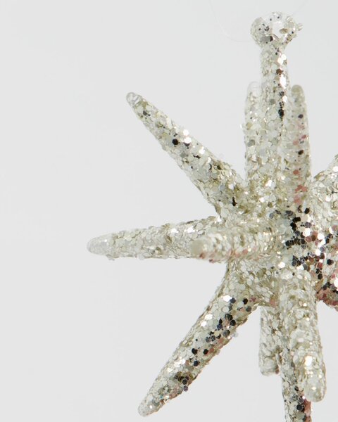 Vianočná ozdoba Spike Small Silver Glitter – set 4 ks