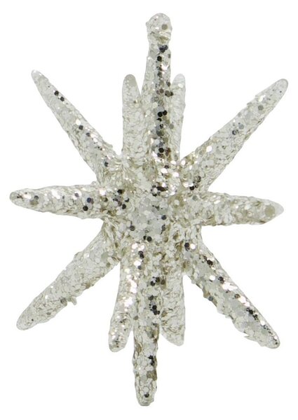 Vianočná ozdoba Spike Small Silver Glitter – set 4 ks