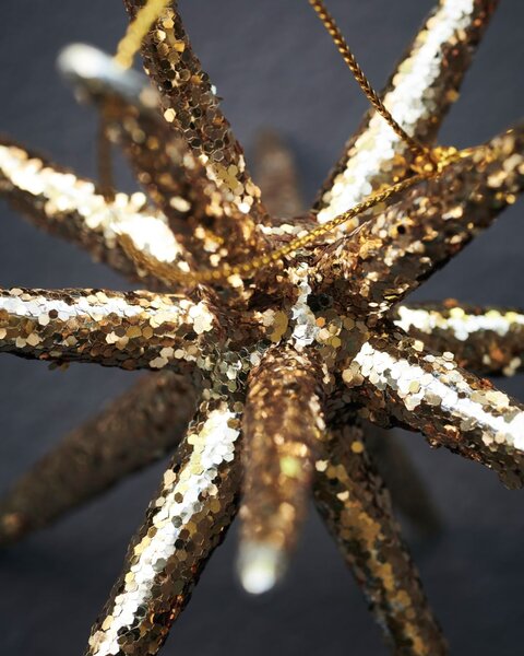 Vianočná ozdoba Spike Small Brown Glitter – set 4 ks