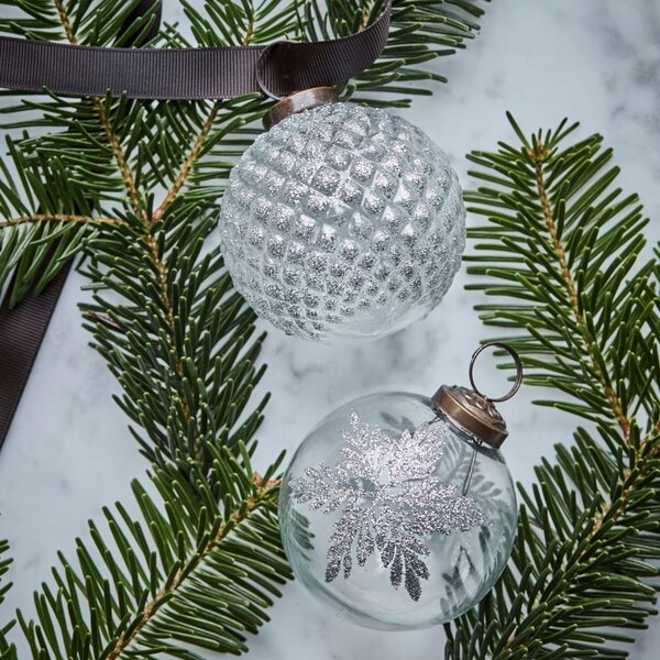 Vianočná ozdoba Snowi Clear Silver – set 4 ks