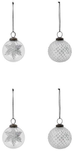 Vianočná ozdoba Snowi Clear Silver – set 4 ks