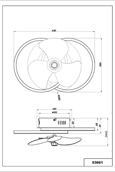 Globo KAREN 03661 LED ventilátor s osvetlením | 24W LED | 490lm